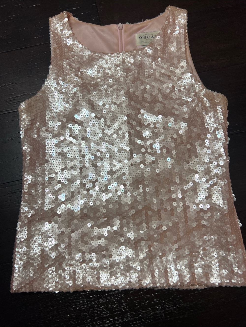 Vintage Oscar de la Renta light Pink Sequin-Embellished top